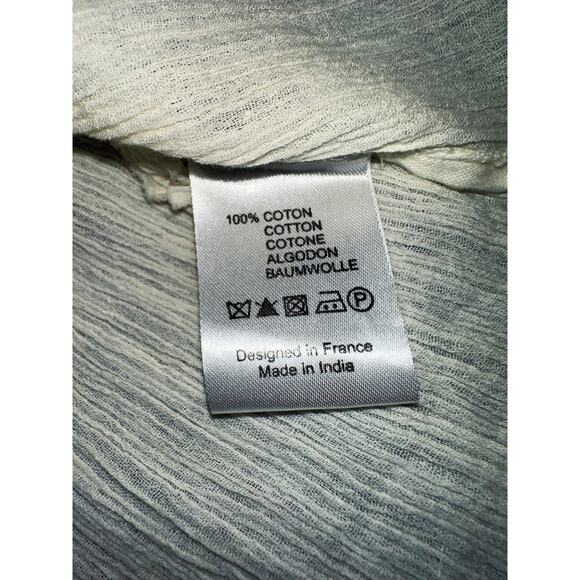 NEW BLUE HIPPY COTTON GAUZE LACE INSET TUNIC TOP M/L COTTAGECORE BOHO - Picture 4 of 8